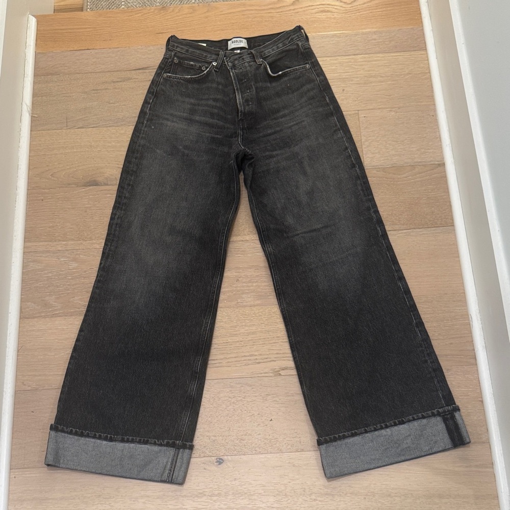 Agolde Dame Charcoal Wide-Leg Jeans. Like new and only worn a few times.